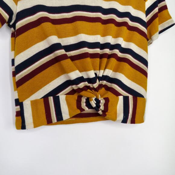 Gaze Mustard Striped Casual Crew Neck Top Large - Picture 5 of 6